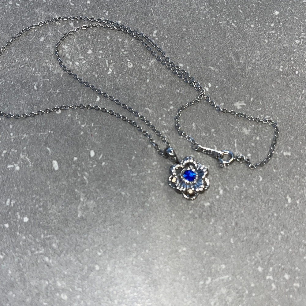 Silver Necklace with Blue Gemstone